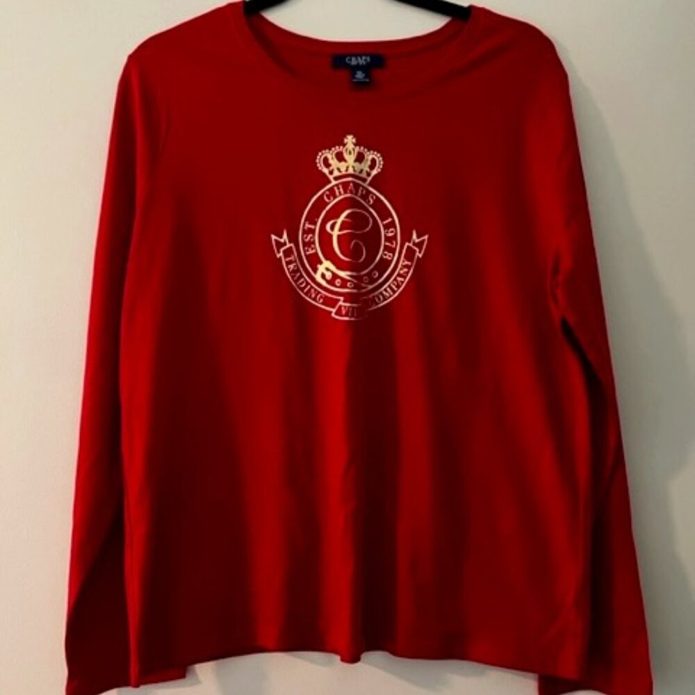 Chaps XL Red and Gold Sweater